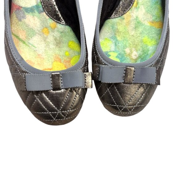 Born Tiffney‎ Quilted Metallic Crackled Leather Ballet Flats - Picture 6 of 9